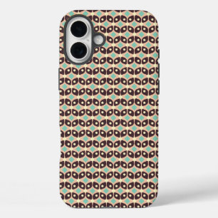 Coque Pour iPhone 16 Plus Motif géométrique sans couture en feuille brun fon