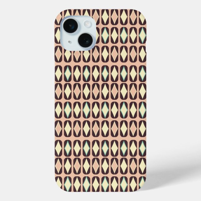 Coques Case-Mate iPhone Motif géométrique sans couture en feuille brun fon (Verso)
