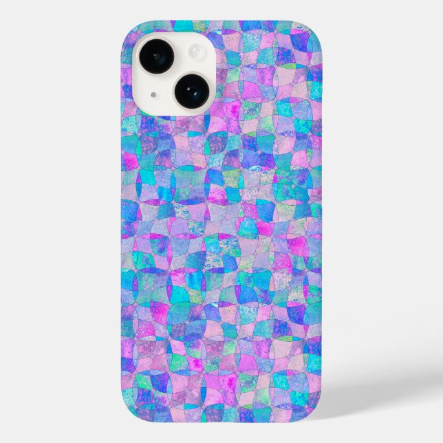 Coques Case-Mate iPhone Motif géométrique sans couture iridescent pastel (Verso)