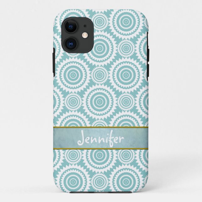 Coques Case-Mate iPhone Motif géométrique sarcelle pastel Art de cercles f (Dos)