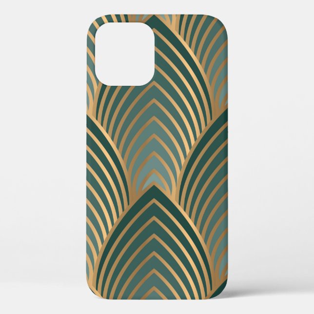 Coques Case-Mate iPhone Motif géométrique transparent avec c doré et vert (Verso)