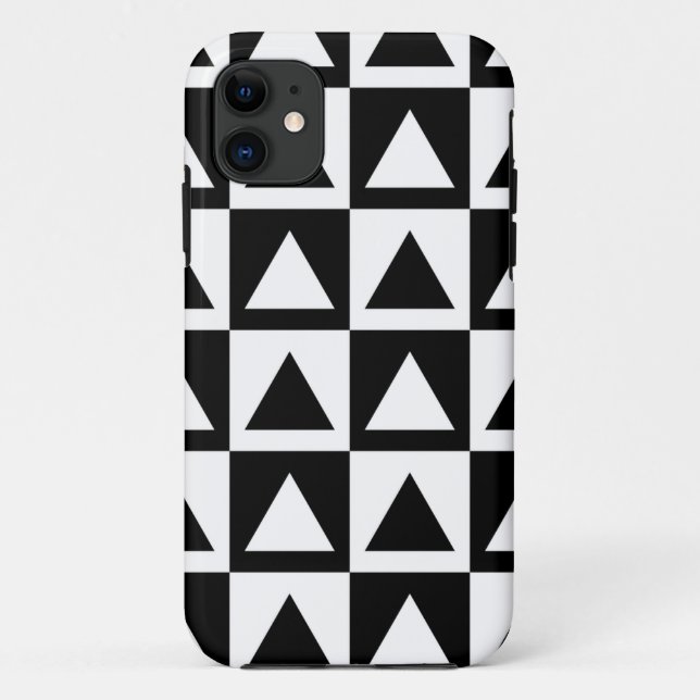 Coques Case-Mate iPhone Motif géométrique triangle noir et blanc (Dos)