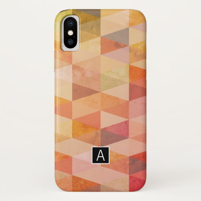 Coques Case-Mate iPhone Motif géométrique Triangle souple | Monogramme (Dos)