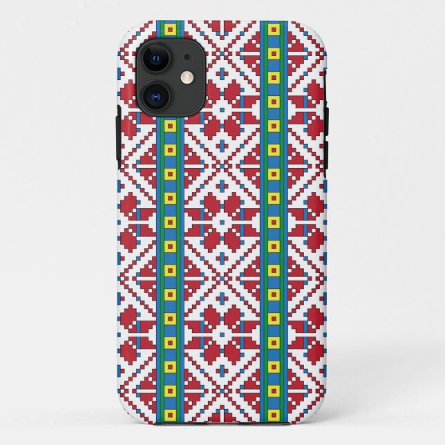 Coques Case-Mate iPhone Motif géométrique tribal rouge, bleu et blanc étoi (Dos)