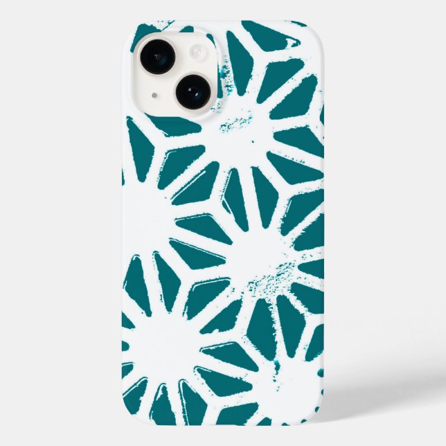 Coques Case-Mate iPhone motif géométrique turquoise et blanc (Verso)