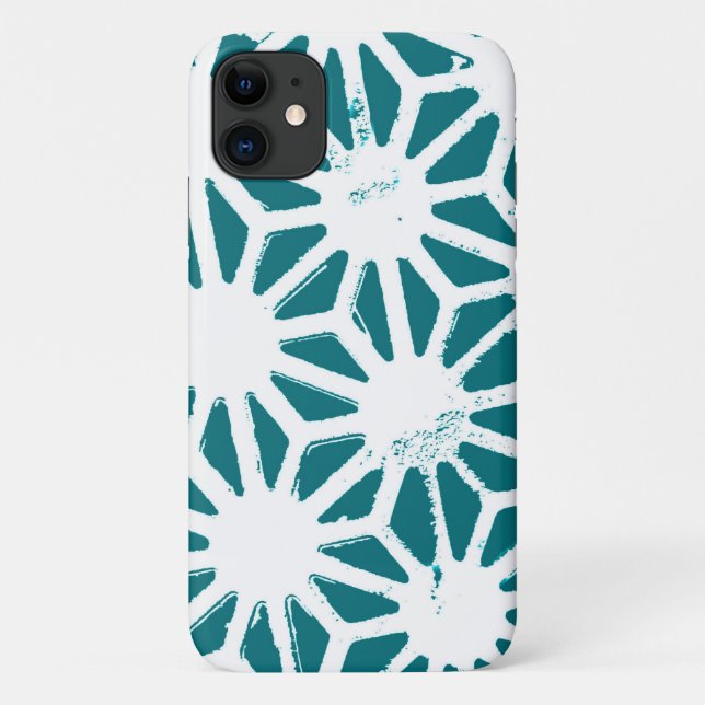 Coques Case-Mate iPhone motif géométrique turquoise et blanc (Dos)