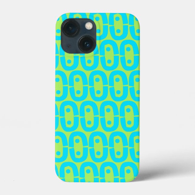 Coques Case-Mate iPhone Motif géométrique turquoise et vert lime (Verso)