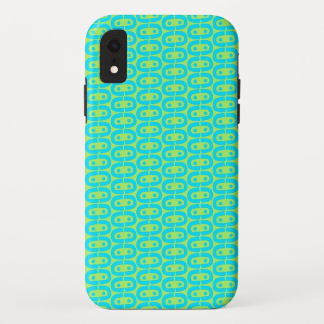 Coques Case-Mate iPhone Motif géométrique turquoise et vert lime (Dos)