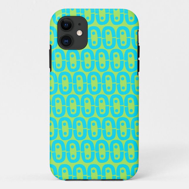 Coques Case-Mate iPhone Motif géométrique turquoise et vert lime (Dos)