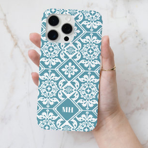 Coque Case-Mate iPhone Motif géométrique Turquoise monogramme avec initia
