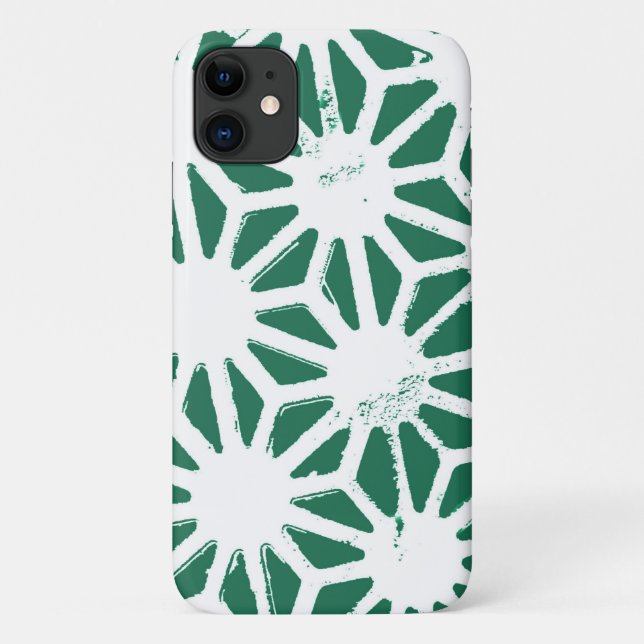 Coques Case-Mate iPhone Motif géométrique vert et blanc (Dos)