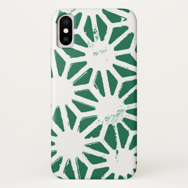Coques Case-Mate iPhone Motif géométrique vert et blanc (Dos)