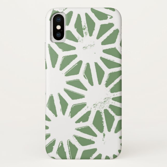 Coques Case-Mate iPhone Motif géométrique vert et blanc olive (Dos)