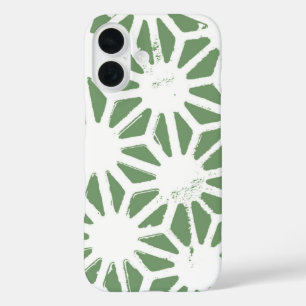 Coque Pour iPhone 16 Motif géométrique vert et blanc olive