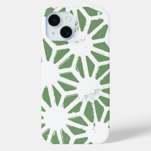 Coque Case-Mate iPhone Motif géométrique vert olive et blanc