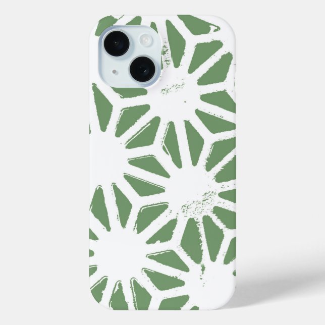 Coques Case-Mate iPhone Motif géométrique vert olive et blanc (Verso)