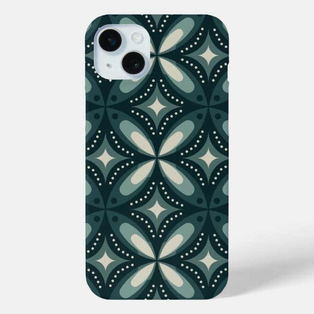 Coques Case-Mate iPhone Motif géométrique vert rétro (Verso)