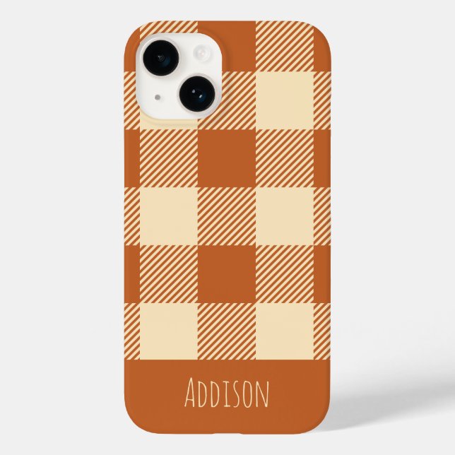 Coques Case-Mate iPhone Motif Gingham Automnal Personnalisé (Verso)