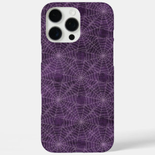 Coque iPhone 16 Pro Max Motif gothique en toile d'araignée violet et argen