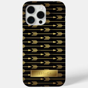 Coque iPhone 15 Pro Max Motif Gradient Jaune et Flèches Noires