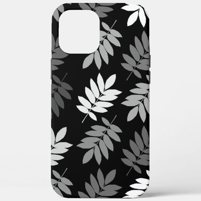 Coques Case-Mate iPhone Motif Grande Feuille Elder Noir Blanc Gris (Verso)