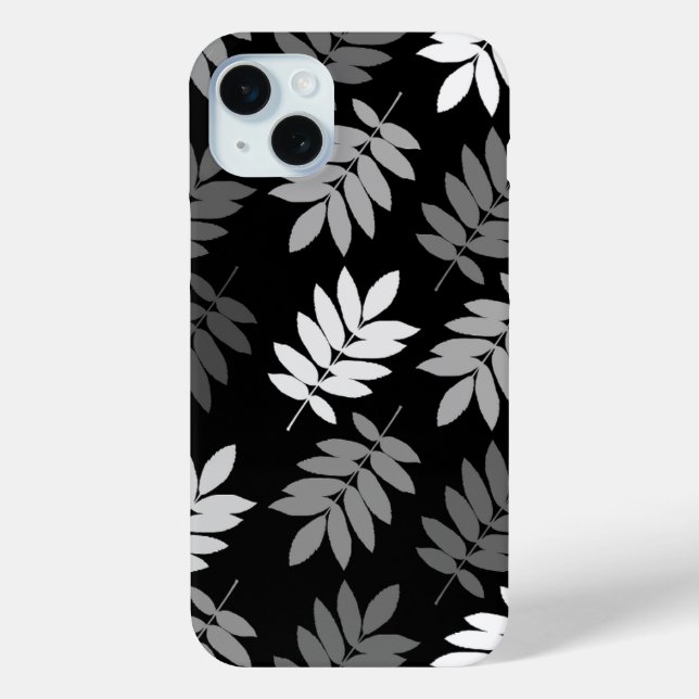 Coques Case-Mate iPhone Motif Grande Feuille Elder Noir Blanc Gris (Verso)