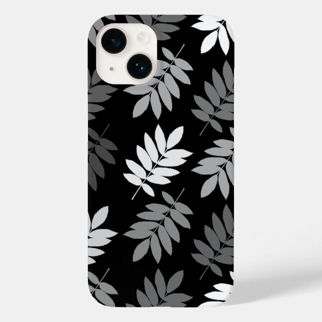 Coques Case-Mate iPhone Motif Grande Feuille Elder Noir Blanc Gris (Verso)