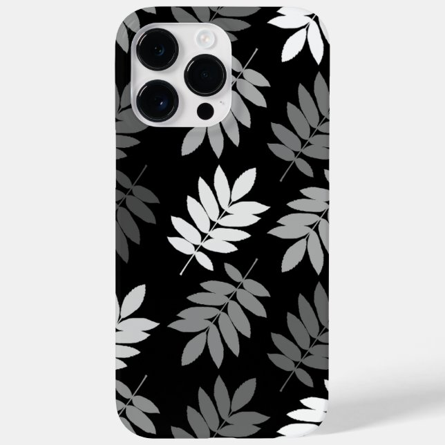 Coques Case-Mate iPhone Motif Grande Feuille Elder Noir Blanc Gris (Verso)