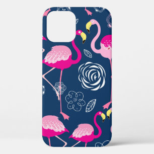 Case-Mate iPhone Case Motif graphique de flamants roses sur un bleu fonc