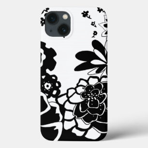 Coque Case-Mate iPhone Motif graphique de jardin floral noir et blanc