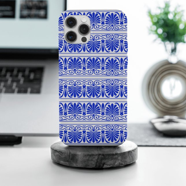Coques Case-Mate iPhone Motif grec méditerranéen bleu (Créateur téléchargé)