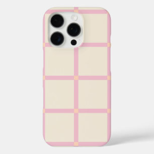 Coque iPhone 16 Pro Motif Grille Beige et Rose Clair