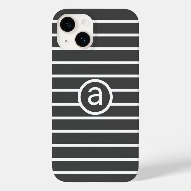 Coques Case-Mate iPhone Motif gris blanc élégant Nom monochrome (Verso)