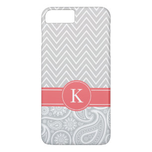 Coque Case-Mate iPhone Motif gris de corail de Chevron Paisley de