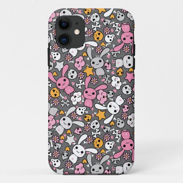 Coques Case-Mate iPhone motif gris de kawaii (Dos)