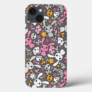 Etui iPhone 13 motif gris de kawaii