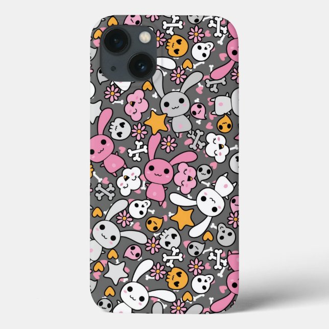 Coques Case-Mate iPhone motif gris de kawaii (Verso)
