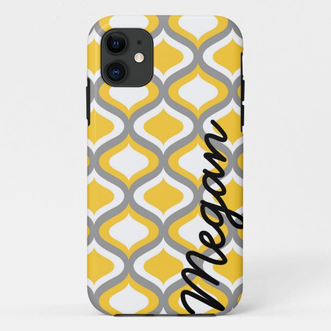 Coques Case-Mate iPhone Motif gris jaune personnalisé d'Ogee (Dos)