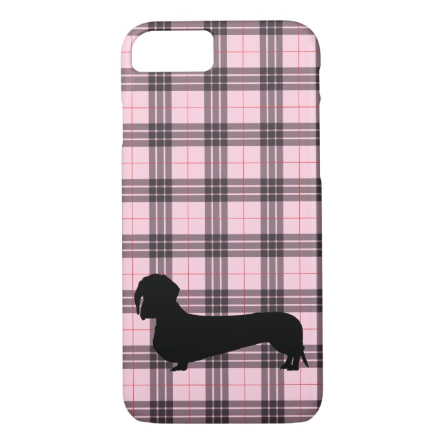 Coques Case-Mate iPhone Motif gris rose de teckel de plaid de très bon (Dos)