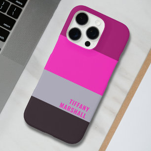 Coque iPhone 16 Pro Motif gris rose et gris foncé pourpre rayures