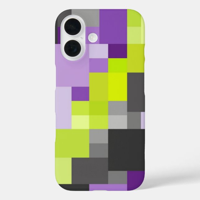 Coques Case-Mate iPhone Motif gris vert violet géométrique Abstrait (Verso)
