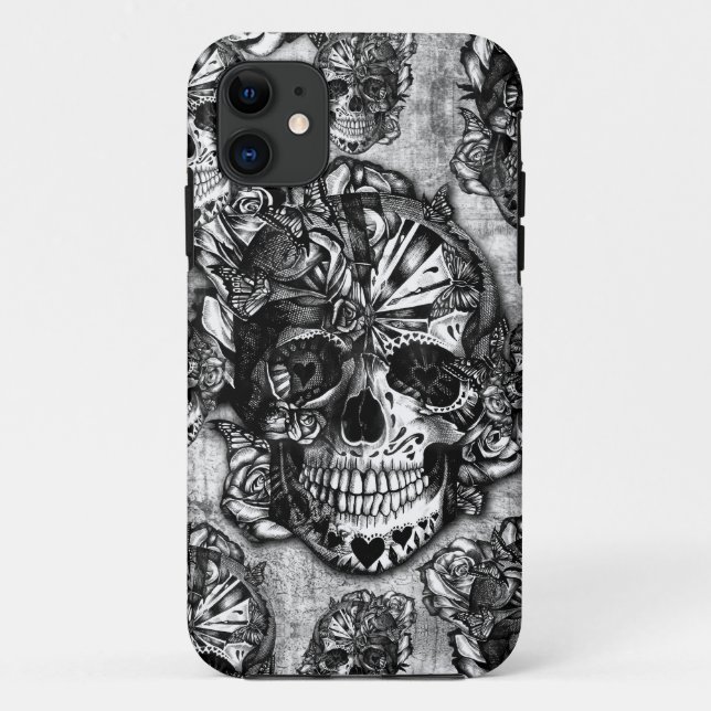 Coques Case-Mate iPhone Motif grunge de crâne de sucre (Dos)
