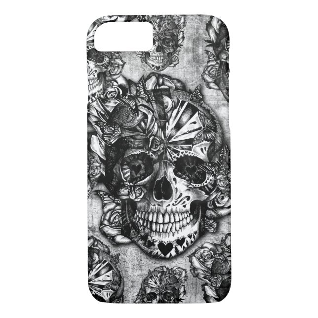 Coques Case-Mate iPhone Motif grunge de crâne de sucre (Dos)