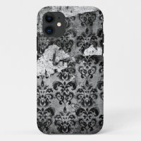 Motif grunge vintage usé noir de damassé