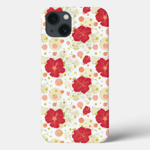 Etui iPhone 13 Motif Hibiscus tiré à la main