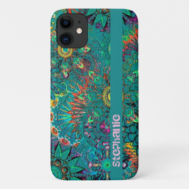 Coques Case-Mate iPhone Motif hippie de Bohême Bohême Bleu (Dos)