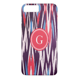 Coque iPhone 8 Plus/7 Plus Motif ikat aquarelle rouge violet chic vibrant