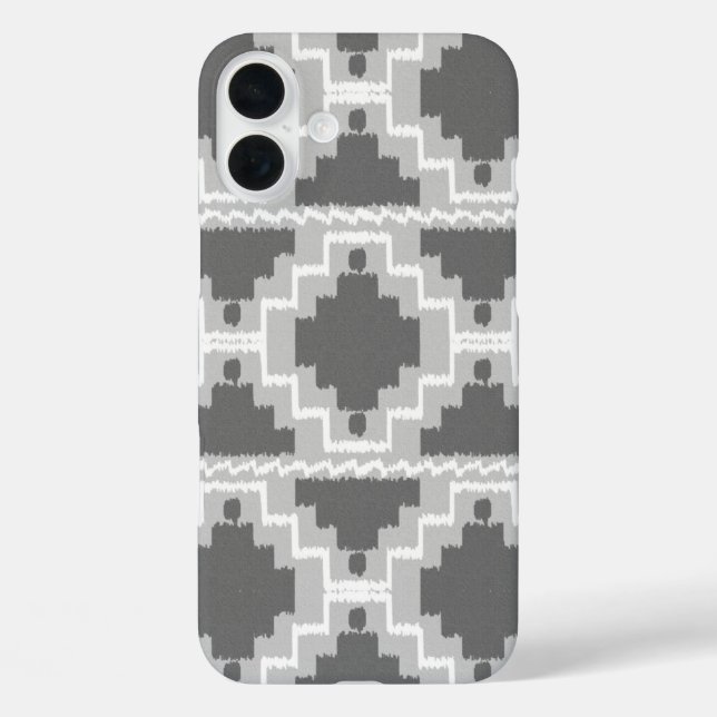 Coques Case-Mate iPhone Motif Ikat Aztec - gris foncé et clair / gris (Verso)