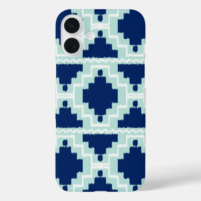 Coques Case-Mate iPhone Motif Ikat Aztec - Indigo et bleu clair (Verso)
