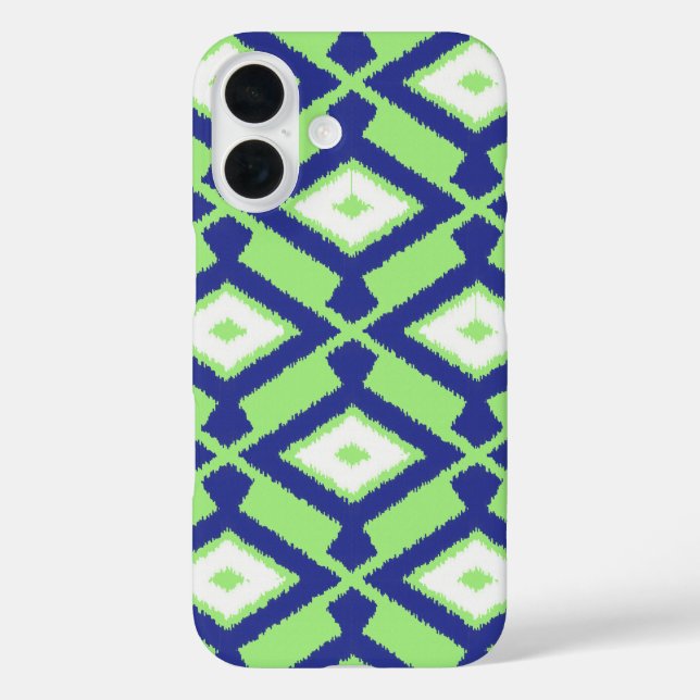 Coques Case-Mate iPhone Motif Ikat - Vert, Indigo Bleu et Blanc (Verso)